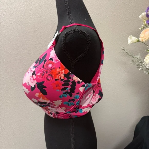 NWT Torrid 42G Full Coverage Bra – Hot Pink Floral Print Underwire Lined Plus Si - Picture 3 of 10